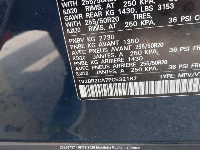 2023 Volkswagen Atlas Highline მანქანა იყიდება აუქციონზე, vin: 1V2BR2CA7PC532187, აუქციონის ნომერი: 20266737