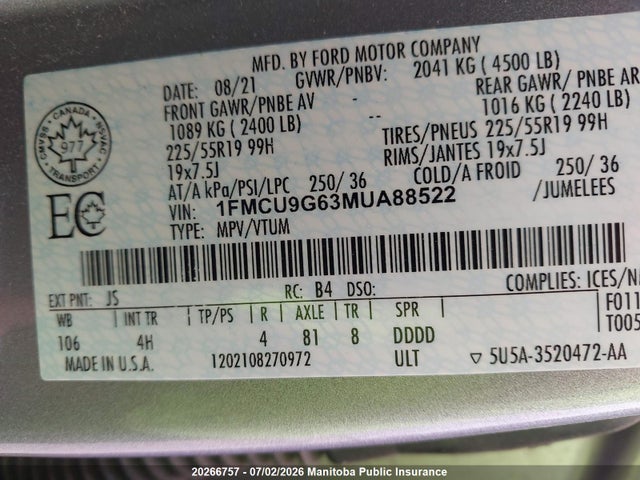 Ford ESCAPE SE 2021 1FMCU9G63MUA88522 Image 9