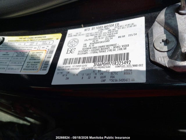 Ford FUSION SE 2014 3FA6P0H97ER325492 Image 9