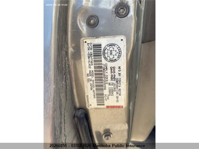 2000 Toyota Camry Ce მანქანა იყიდება აუქციონზე, vin: JT2BG22K6Y0530556, აუქციონის ნომერი: 20266851