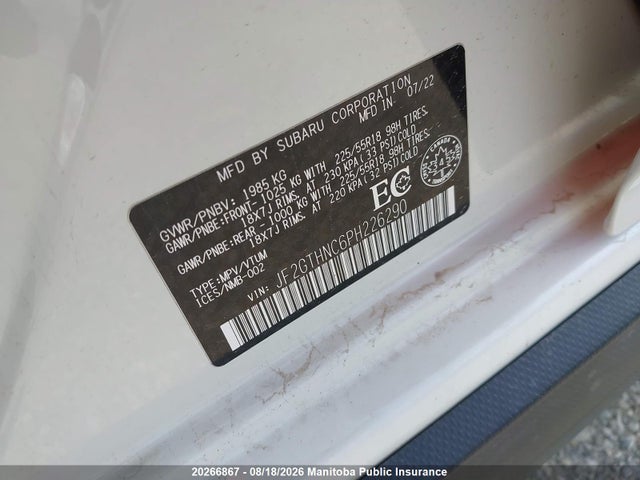 Продаж на аукціоні авто 2023 Subaru Crosstrek Limited, vin: JF2GTHNC6PH226290, номер лоту: 20266867