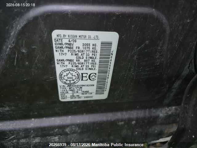 Auction sale of the 2009 Nissan Rogue Sl, vin: JN8AS58V39W182089, lot number: 20266939