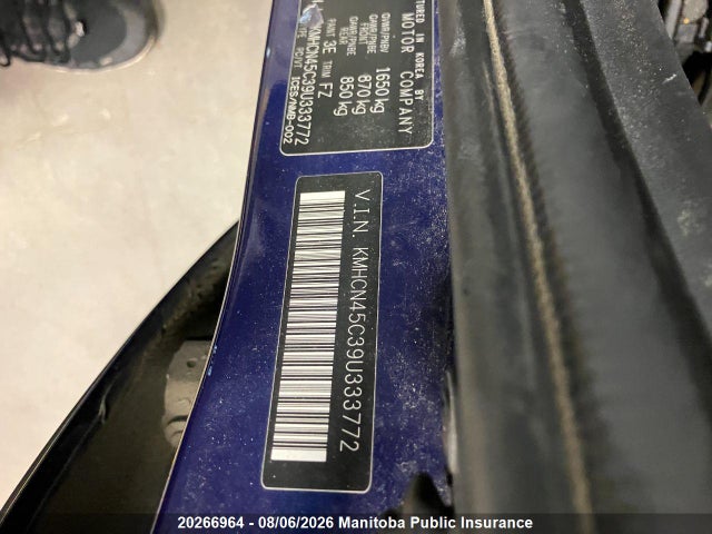 20266964 :رقم المزاد ، KMHCN45C39U333772 vin ، 2009 Hyundai Accent Gl مزاد بيع