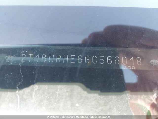 Продажа на аукционе авто 2016 Toyota Corolla Ce, vin: 2T1BURHE6GC566018, номер лота: 20266995