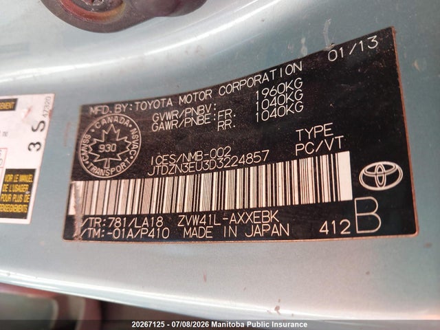 Продаж на аукціоні авто 2013 Toyota Prius V, vin: JTDZN3EU3D3224857, номер лоту: 20267125