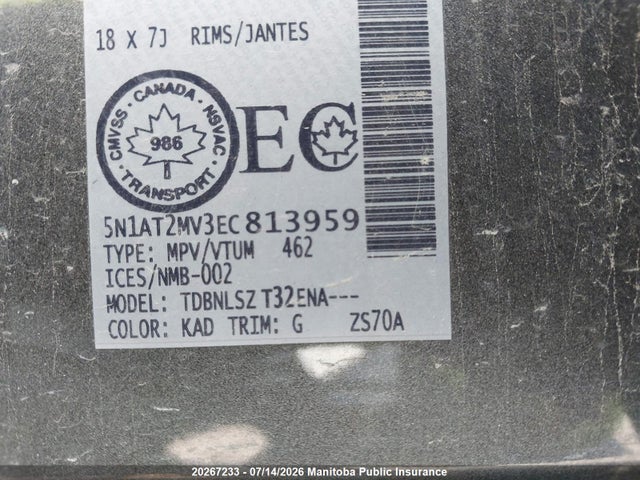 Nissan Rogue Sl 2014 5N1AT2MV3EC813959 Image 9