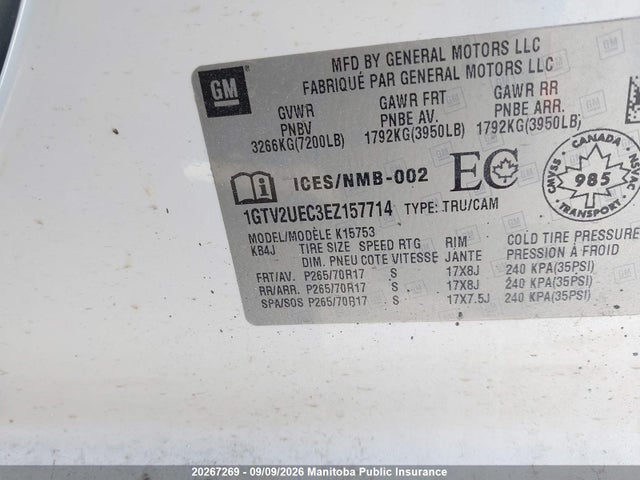 Aukcja sprzedaży 2014 Gmc Sierra 1500 Double Cab, vin: 1GTV2UEC3EZ157714, numer aukcji: 20267269