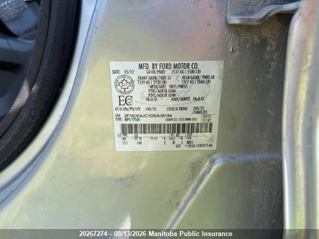 Auction sale of the 2013 Ford Edge Sel, vin: 2FMDK4JC1DBA38154, lot number: 20267274