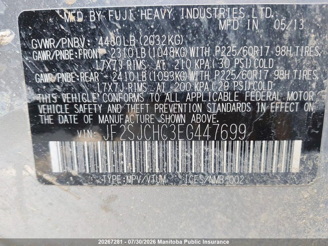 Subaru Forester 2.5i Touring 2014 JF2SJCHC3EG447699 Image 9