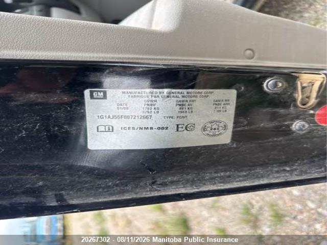 2008 Chevrolet Cobalt Ls მანქანა იყიდება აუქციონზე, vin: 1G1AJ55F887212667, აუქციონის ნომერი: 20267302