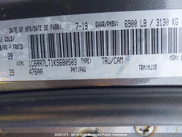 Dodge Ram 1500 Slt Crew Cab 2019 1C6RR7LT1KS680503 Image 9