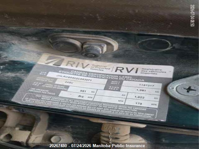 Aukcja sprzedaży 2002 Honda Cr-v Lx, vin: JHLRD68402C003071, numer aukcji: 20267480