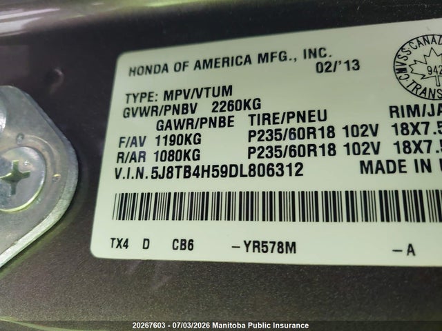 Продаж на аукціоні авто 2013 Acura Rdx, vin: 5J8TB4H59DL806312, номер лоту: 20267603
