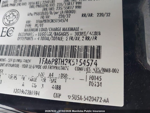 Ford Mustang 2019 1FA6P8TH3K5154574 Image 9