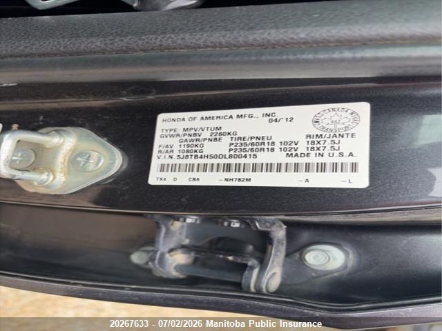 2013 Acura Rdx მანქანა იყიდება აუქციონზე, vin: 5J8TB4H50DL800415, აუქციონის ნომერი: 20267633