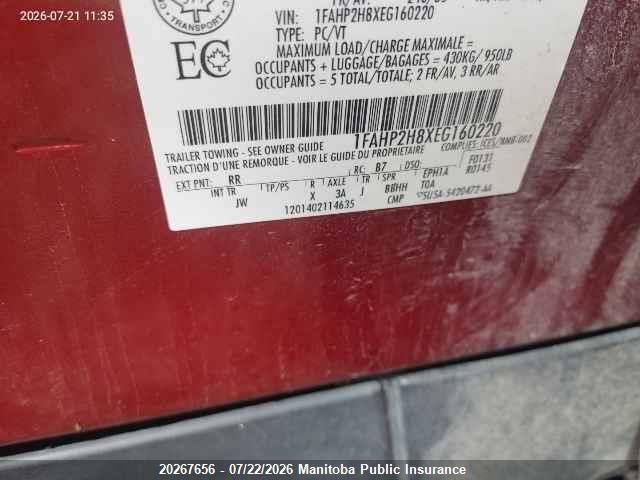 Продаж на аукціоні авто 2014 Ford Taurus Sel, vin: 1FAHP2H8XEG160220, номер лоту: 20267656