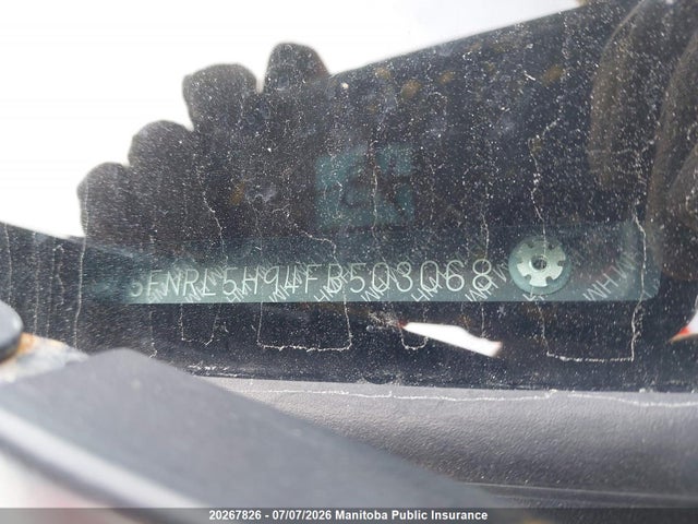 2015 Honda Odyssey Touring მანქანა იყიდება აუქციონზე, vin: 5FNRL5H94FB503068, აუქციონის ნომერი: 20267826