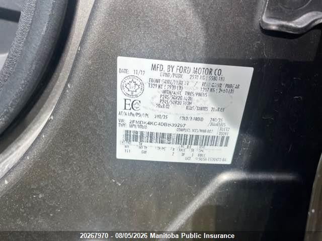 2013 Ford Edge Limited მანქანა იყიდება აუქციონზე, vin: 2FMDK4KC4DBB39297, აუქციონის ნომერი: 20267970