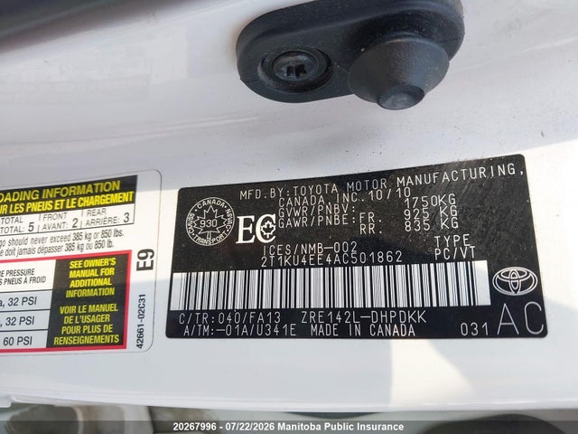 Продаж на аукціоні авто 2010 Toyota Matrix, vin: 2T1KU4EE4AC501862, номер лоту: 20267996