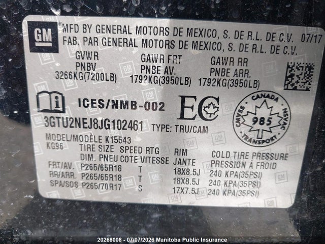 GMC Sierra 1500 Slt Crew Cab 2018 3GTU2NEJ8JG102461 Image 9