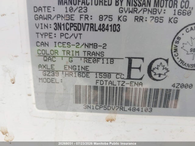 Aukcja sprzedaży 2024 Nissan Kicks Sr, vin: 3N1CP5DV7RL484103, numer aukcji: 20268051