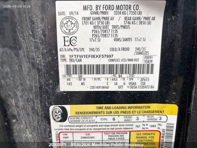 Ford F150 Xlt Supercrew 2014 1FTFW1EF0EKF57997 Image 9