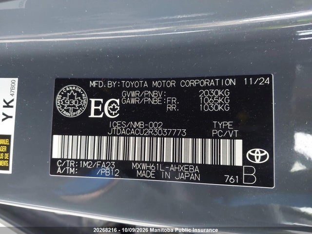 Продажа на аукционе авто 2024 Toyota Prius Prime Se, vin: JTDACACU2R3037773, номер лота: 20268216
