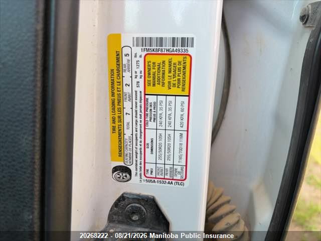 Ford Explorer Limited 2017 1FM5K8F87HGA49335 Image 9