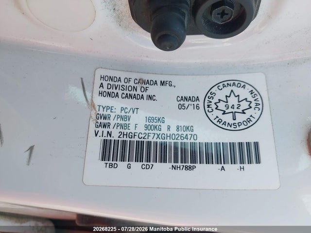 Honda CIVIC EX 2016 2HGFC2F7XGH026470 Image 8