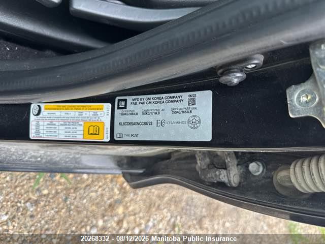 Aukcja sprzedaży 2022 Chevrolet Spark Lt, vin: KL8CD6SA0NC030723, numer aukcji: 20268332