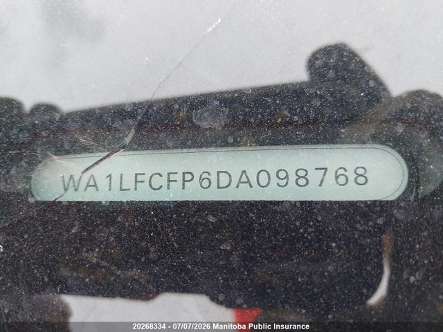 20268334 :رقم المزاد ، WA1LFCFP6DA098768 vin ، 2013 Audi Q5 مزاد بيع