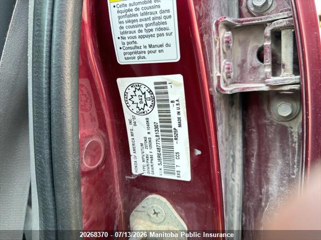 Aukcja sprzedaży 2007 Honda Cr-v Ex-l, vin: 5J6RE48777L813307, numer aukcji: 20268370