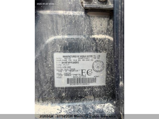 3N1AB7AP1FL642812 Nissan Sentra 1.8 Sv