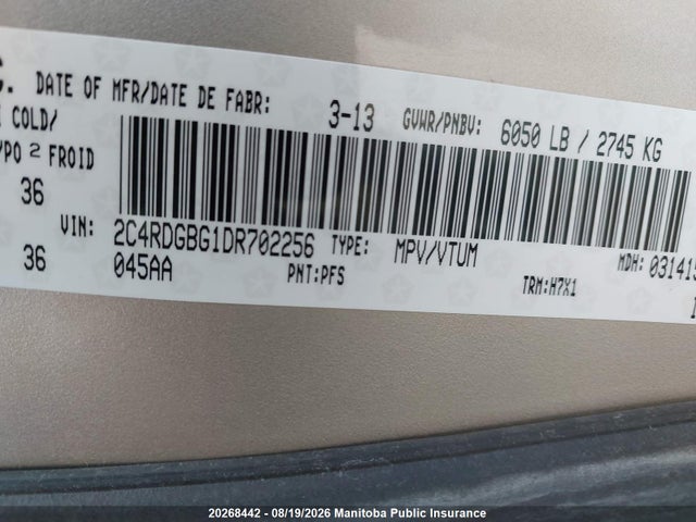 Продаж на аукціоні авто 2013 Dodge Grand Caravan Crew, vin: 2C4RDGBG1DR702256, номер лоту: 20268442