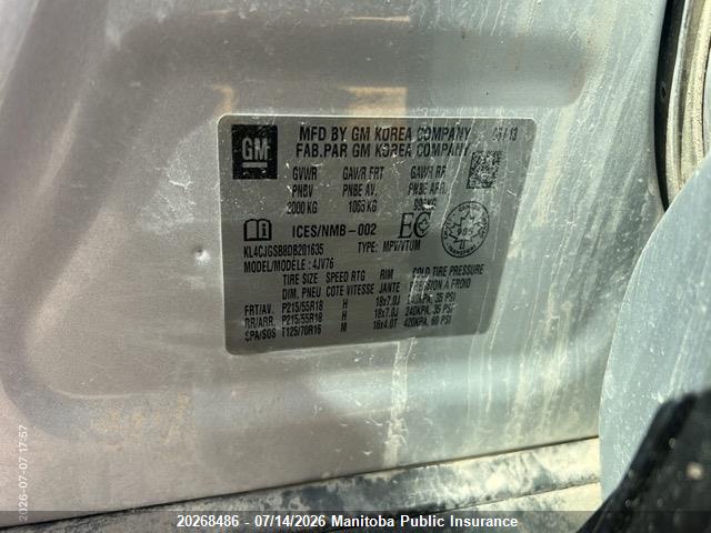 Aukcja sprzedaży 2013 Buick Encore, vin: KL4CJGSB8DB201635, numer aukcji: 20268486