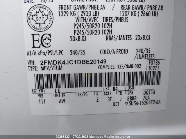 Продажа на аукционе авто 2013 Ford Edge Sel, vin: 2FMDK4JC1DBE20149, номер лота: 20268522