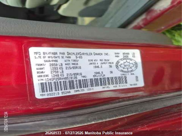 Aukcja sprzedaży 2004 Dodge Caravan, vin: 1D4GP25RX4B518126, numer aukcji: 20268533