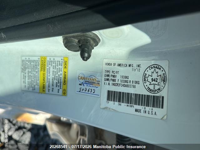 Aukcja sprzedaży 2013 Honda Accord Lx, vin: 1HGCR2F34DA803766, numer aukcji: 20268541