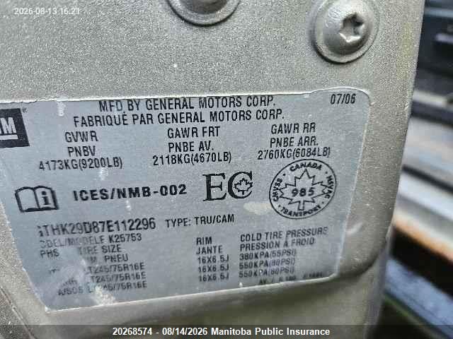 Aukcja sprzedaży 2007 Gmc Sierra 2500 Hd Sle Ext Cab, vin: 1GTHK29D87E112296, numer aukcji: 20268574