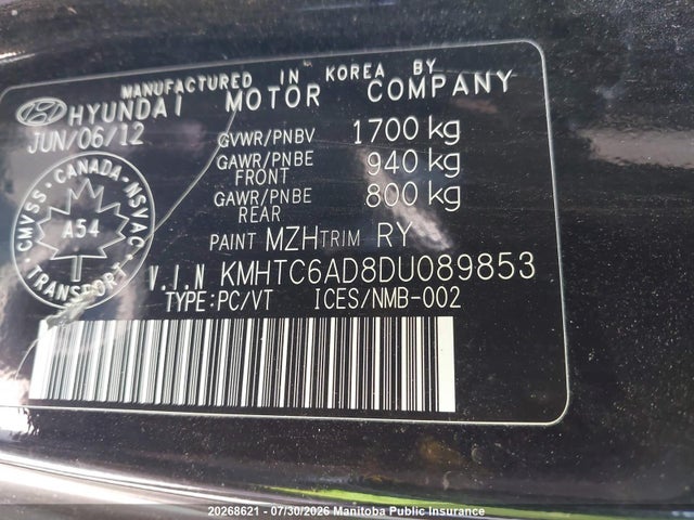 2013 Hyundai Veloster მანქანა იყიდება აუქციონზე, vin: KMHTC6AD8DU089853, აუქციონის ნომერი: 20268621