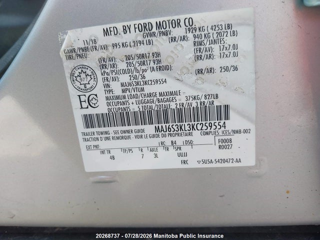 Ford Ecosport Titanium 2019 MAJ6S3KL3KC259554 Image 9