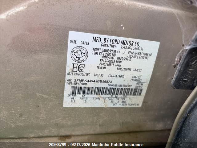 Ford EDGE SEL 2018 2FMPK4J94JBB96873 Image 9