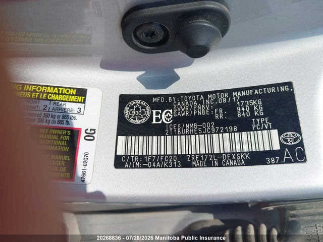 Toyota COROLLA SE 2018 2T1BURHE5JC972198 Image 9