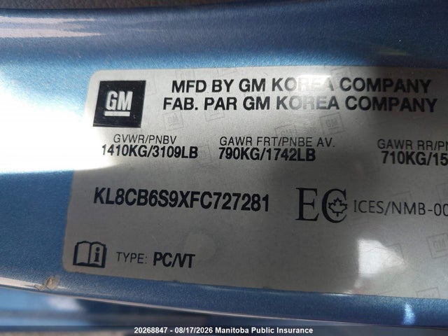 Chevrolet SPARK LS 2015 KL8CB6S9XFC727281 Image 9