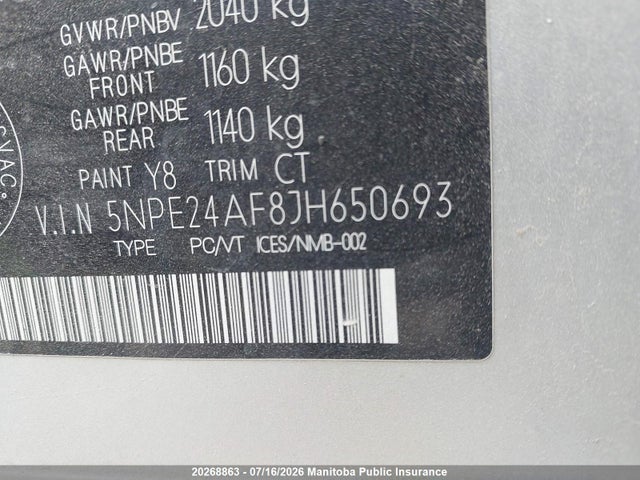 Hyundai SONATA GL 2018 5NPE24AF8JH650693 Image 9