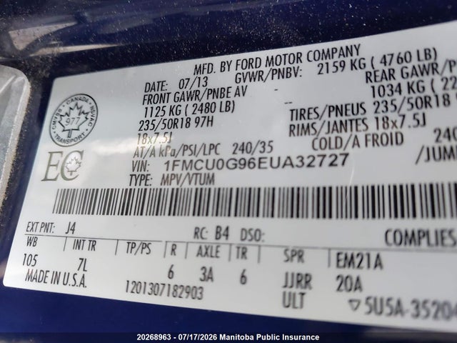 Ford ESCAPE SE 2014 1FMCU0G96EUA32727 Image 9