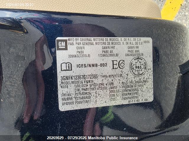 Aukcja sprzedaży 2007 Chevrolet Avalanche 1500 Ltz, vin: 3GNFK12367G172385, numer aukcji: 20269029