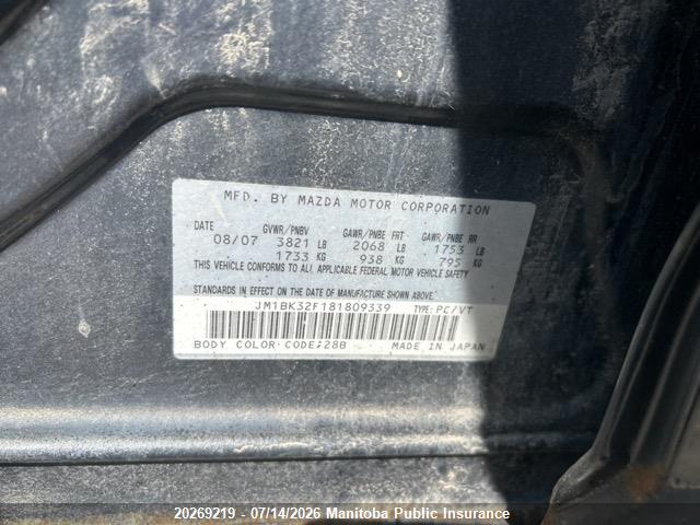 Продаж на аукціоні авто 2008 Mazda 3 Mazda Gs, vin: JM1BK32F181809339, номер лоту: 20269219