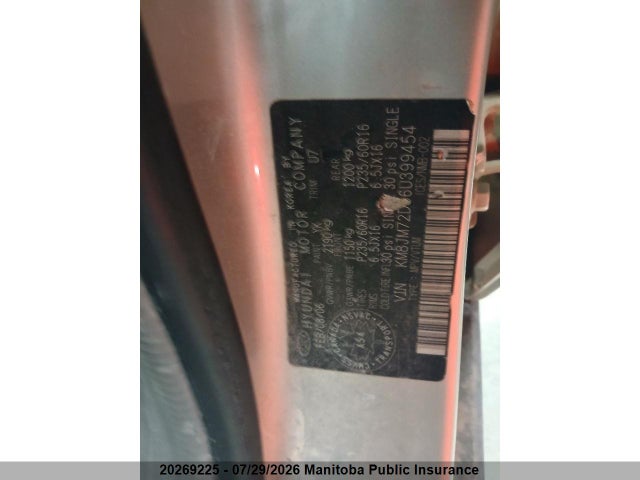 Aukcja sprzedaży 2006 Hyundai Tucson Gl V6, vin: KM8JM72D56U399454, numer aukcji: 20269225