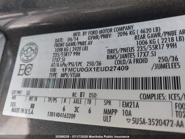 Ford ESCAPE SE 2014 1FMCU0GX1EUD27409 Image 9